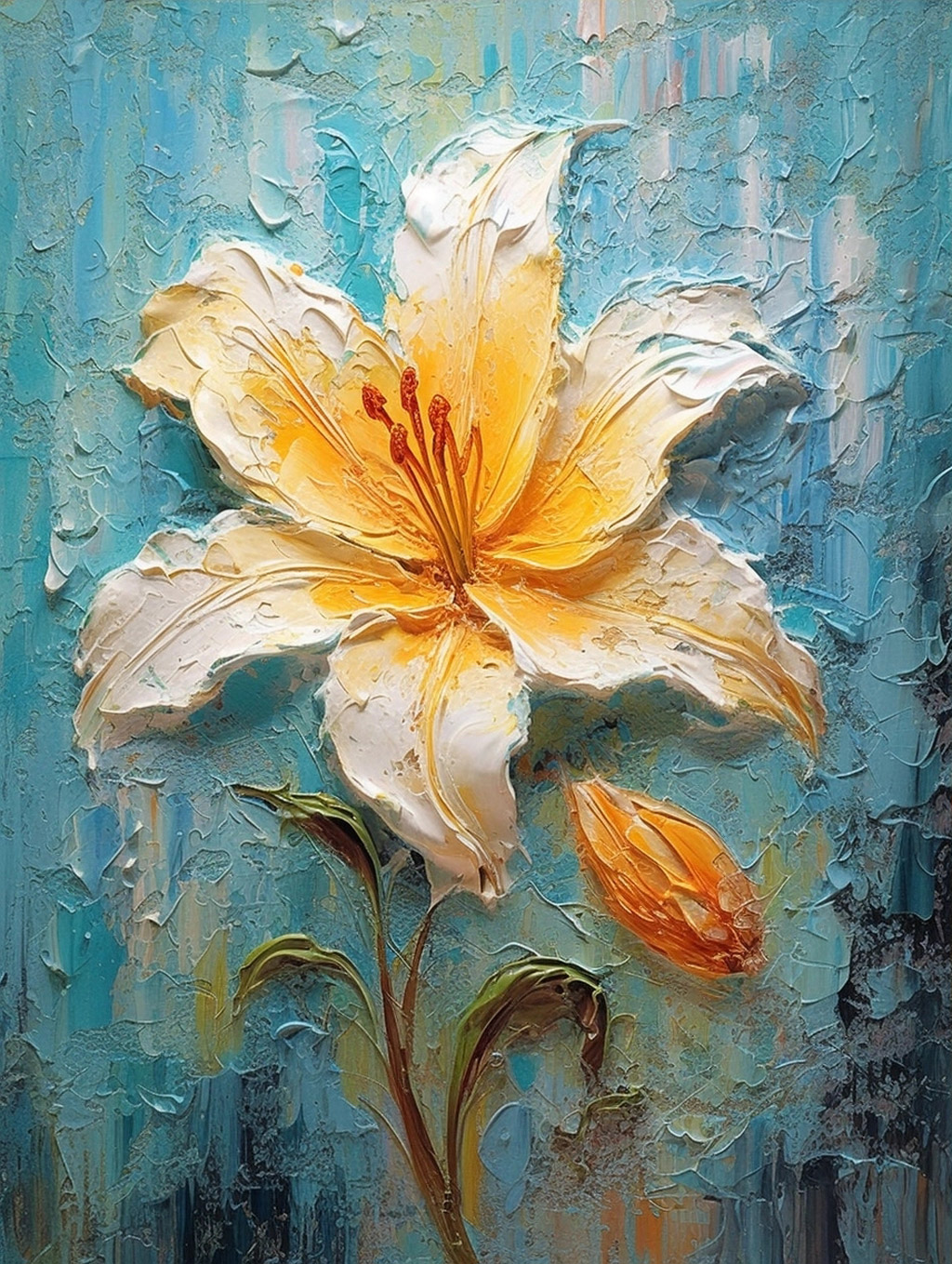 Midjourney - 艺术百合花油画Midjourney关键词植物-Ai宇宙吧-