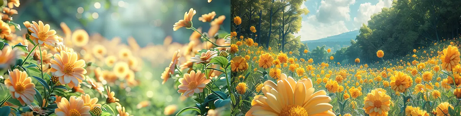 超广角可爱粘土风格动画鲜花植物菠萝自然场景海报背景midjourney关键词咒语