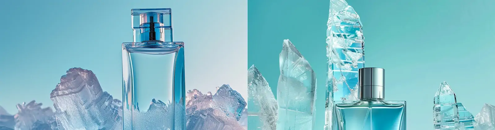 高端蓝色冰川香水化妆品护肤品电商广告摄影海报midjourney关键词咒语