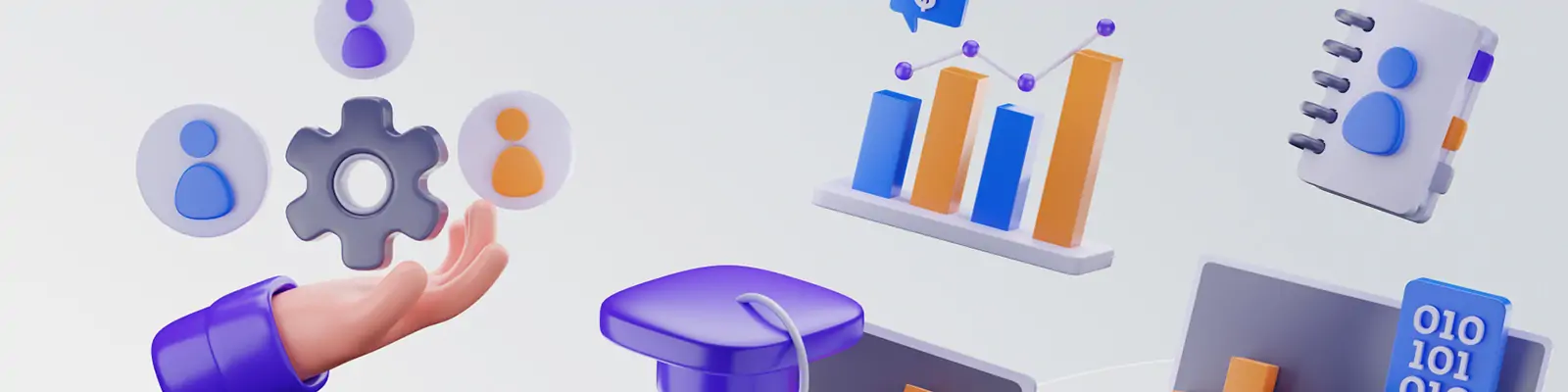 3D立体商务客户关系系统管理服务图标插图blender设计素材模型