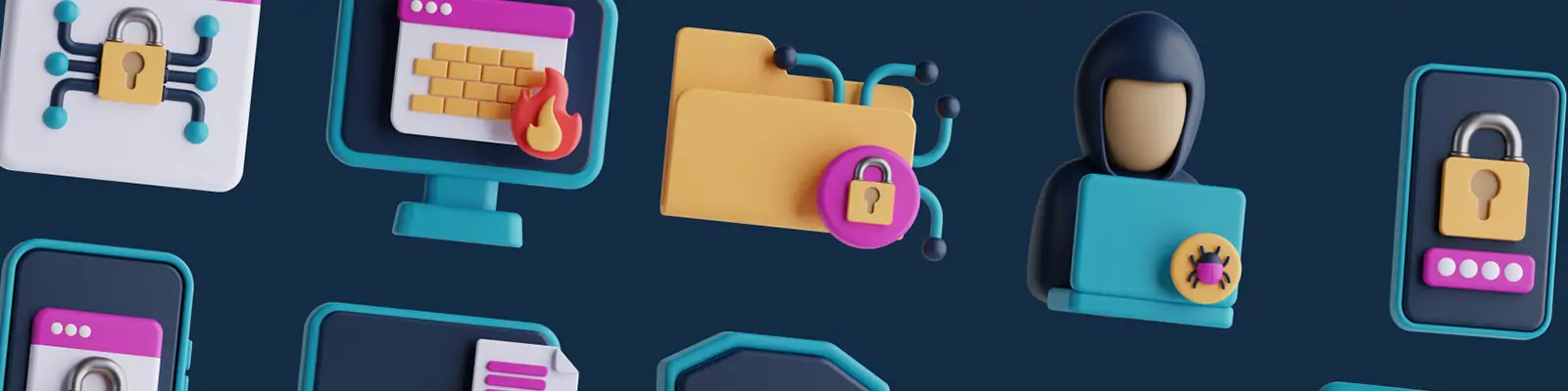 3D立体网络信息系统安全防护png图标插图blender设计素材模型