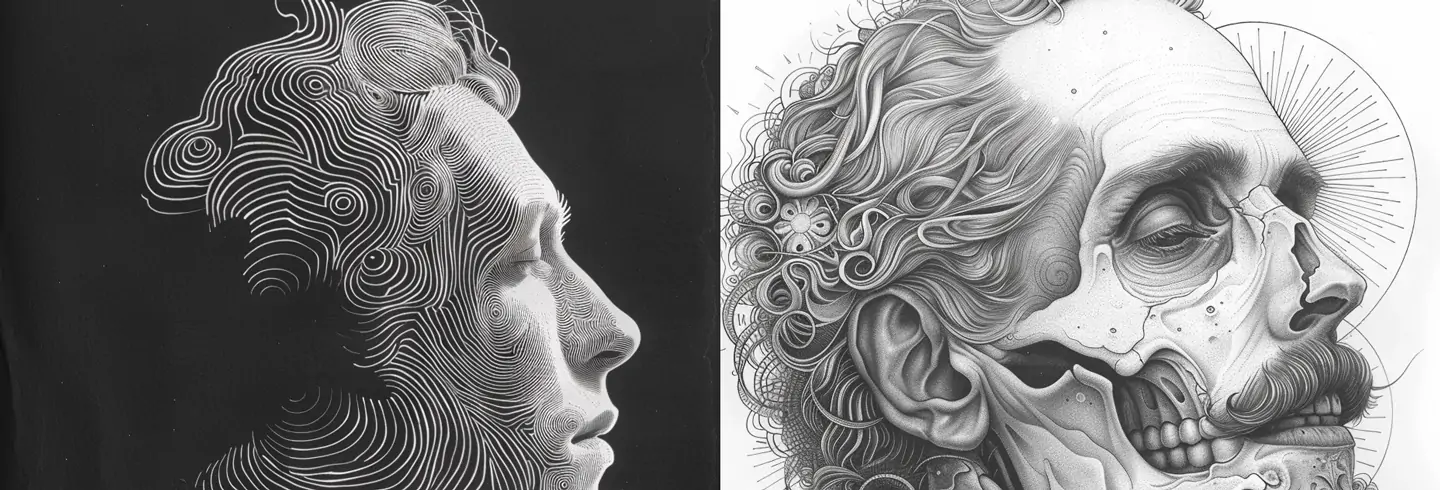 月球黑白迷幻分形艺术画Midjourney关键词提示词咒语