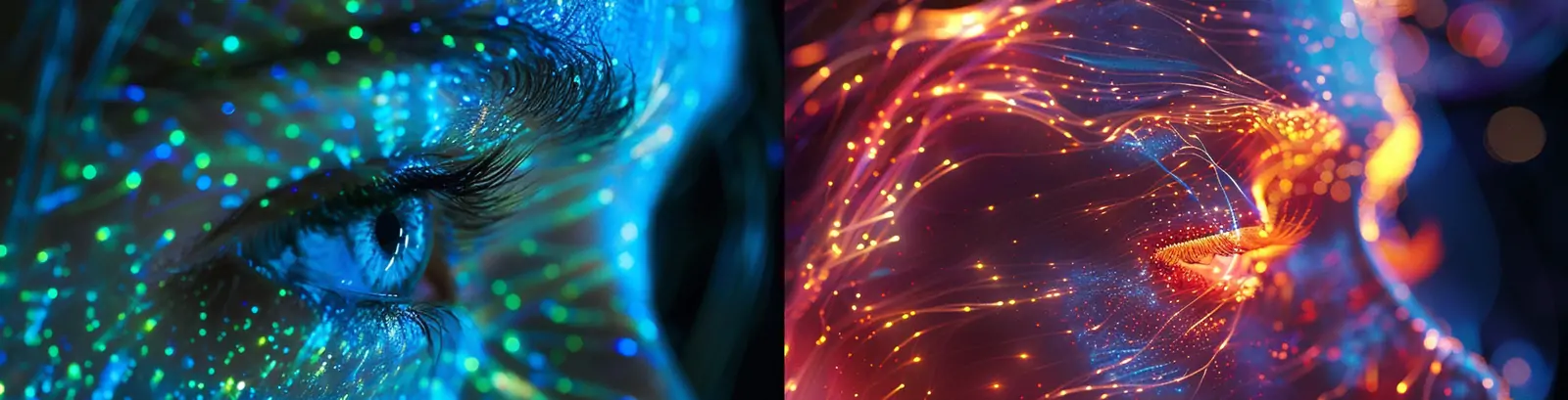 创意科技微距LED高速发光体延时光纤人物肖像头像特写海报midjourney关键词咒语