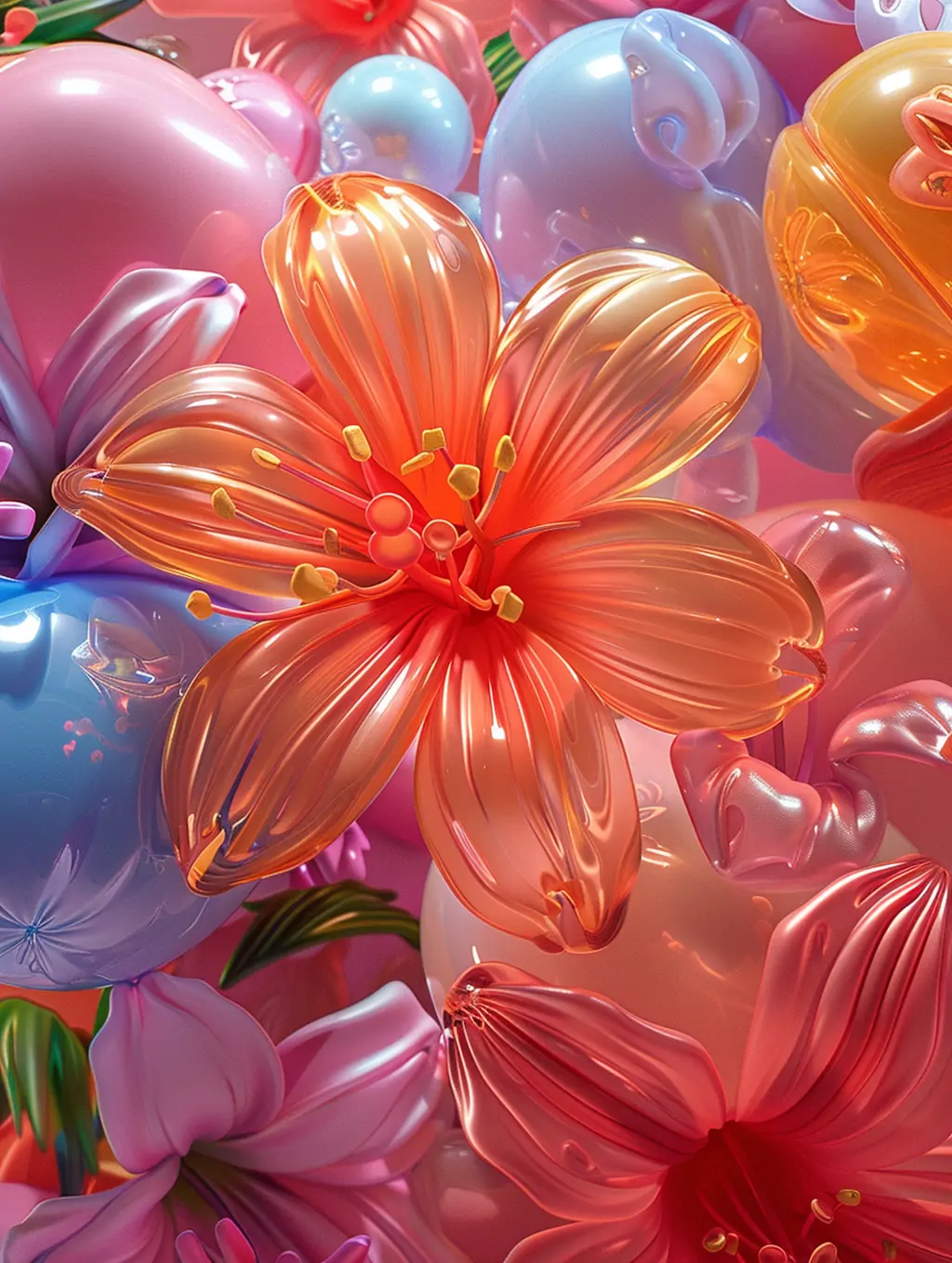 芭比粉彩色玻璃气球艺术场景Midjourney关键词提示词咒语 - Ai宇宙吧--Ai宇宙吧-