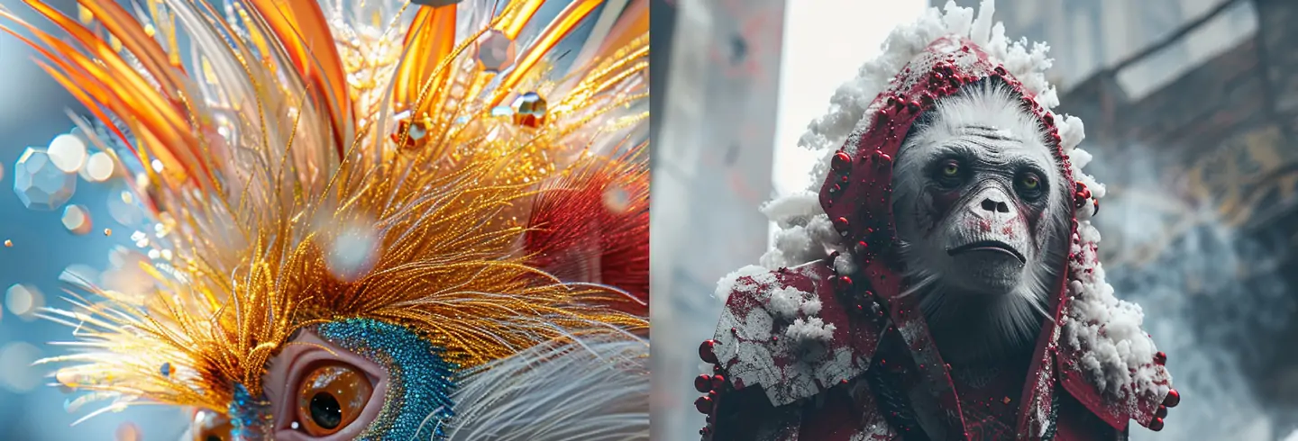 金色未来主义猴子艺术画Midjourney关键词提示词咒语