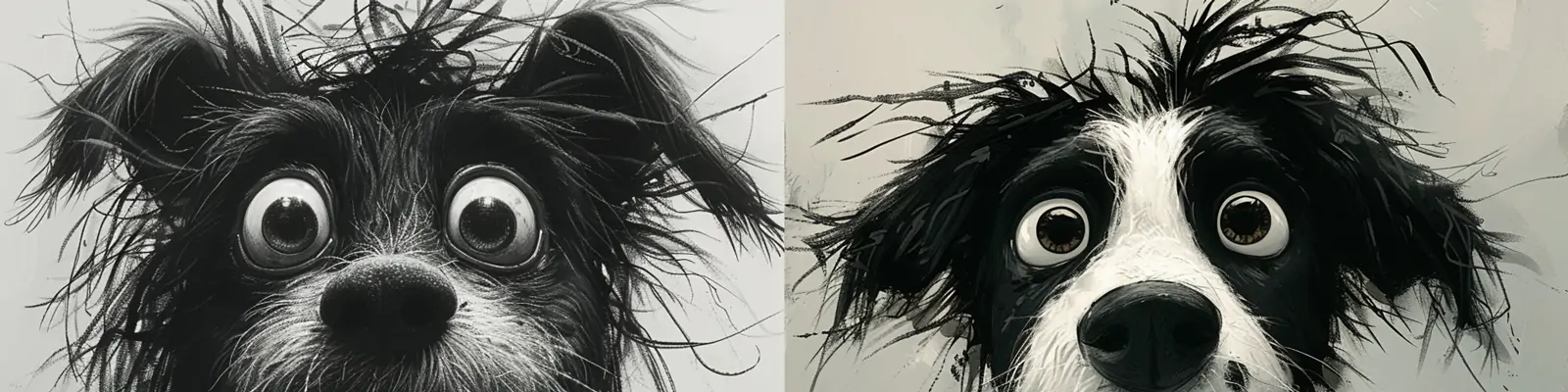 手绘异想天开动物狗狗线条儿童艺术书籍画册插画海报midjourney关键词咒语