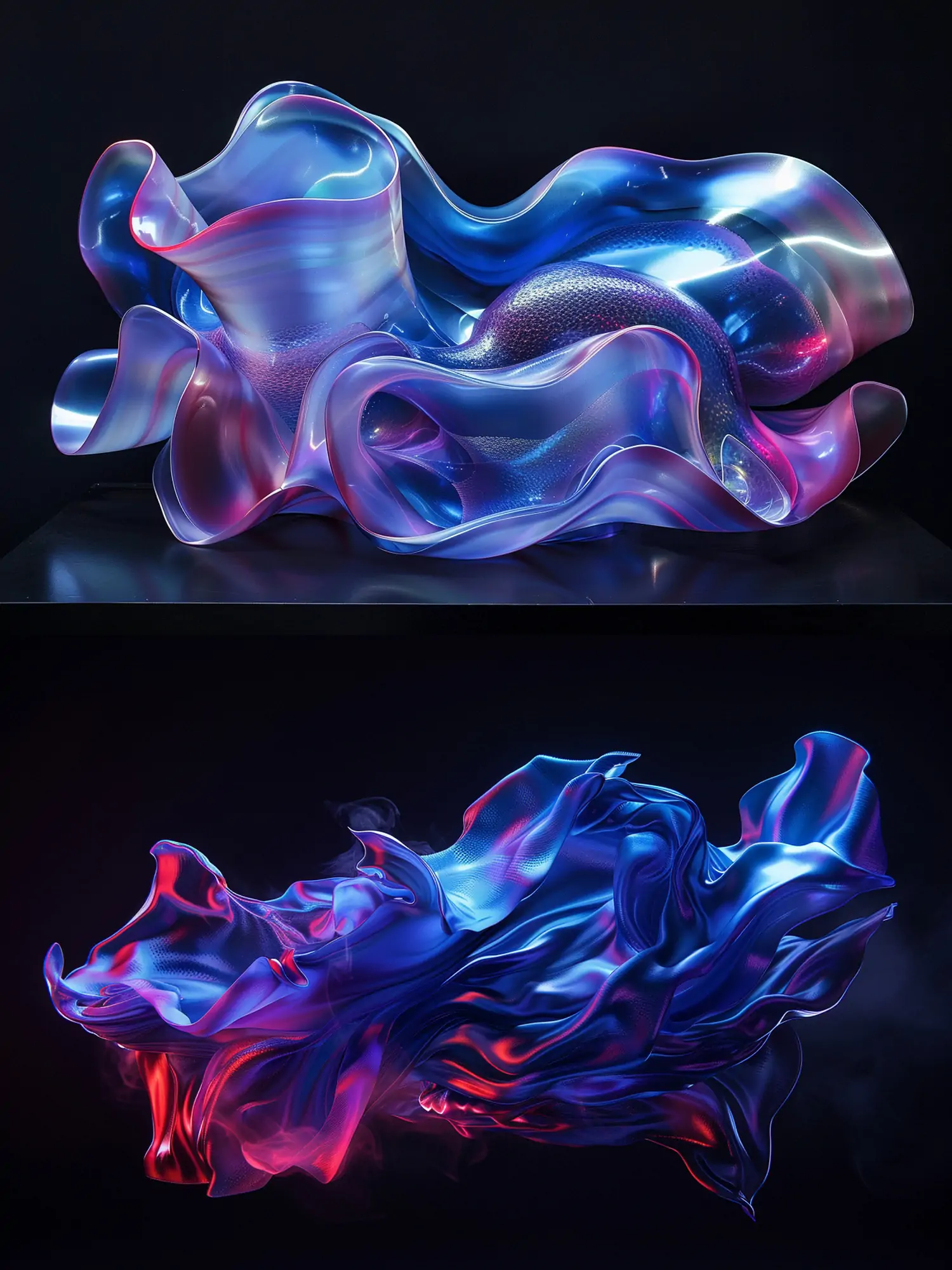 创意彩色渐变流体风格抽象艺术玻璃状流动液态科技海报背景midjourney关键词咒语 - Ai宇宙吧--Ai宇宙吧-