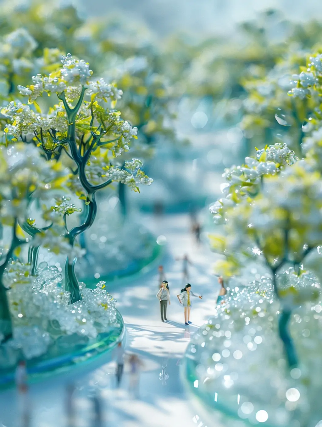 创意春天透明玻璃鲜花植物树木微型景观场景插图海报midjourney关键词咒语 - Ai宇宙吧--Ai宇宙吧-