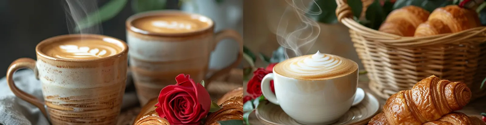 卡布奇诺咖啡牛角包下午茶美食摄影广告海报midjourney关键词咒语