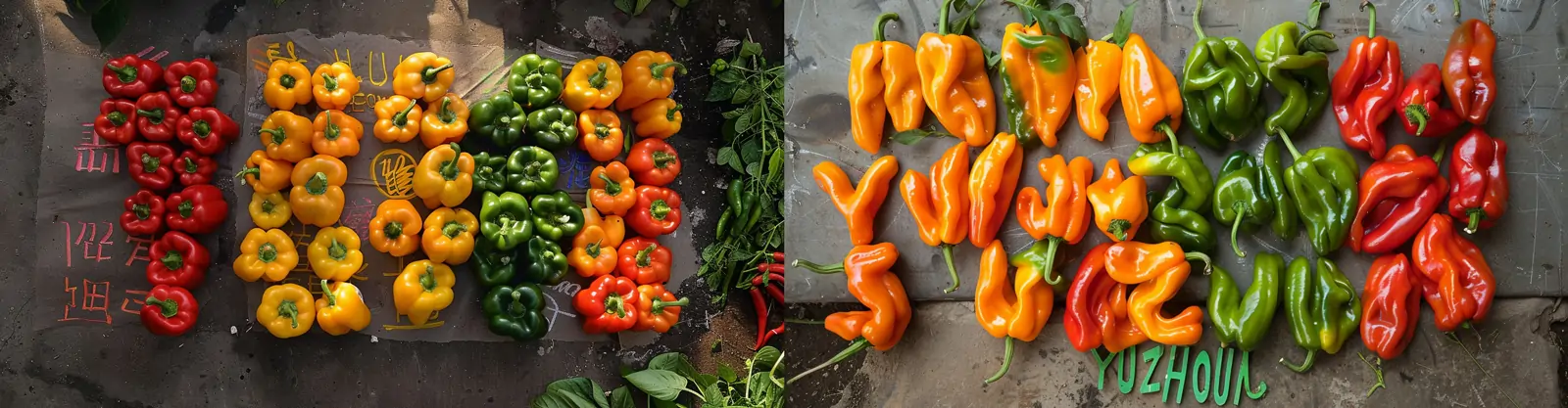 创意新鲜蔬菜彩椒辣椒生鲜电商广告摄影海报midjourney关键词咒语