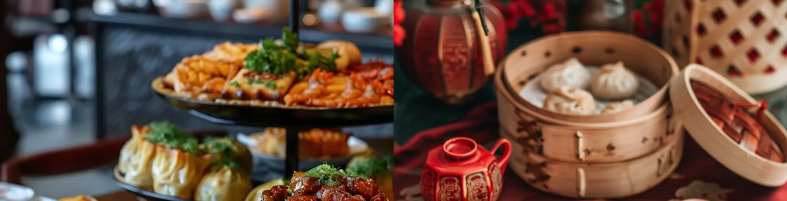 中国传统美食新年春节蒸饺小笼包餐厅菜单照片海报midjourney关键词咒语