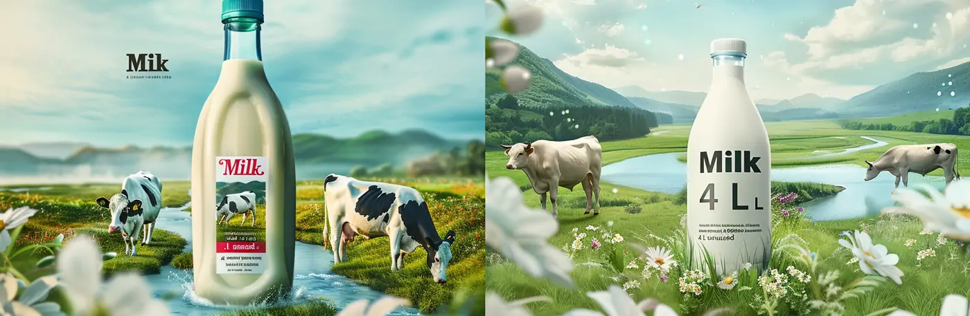 草原牛奶奶牛广告海报灵感midjourney关键词提示词咒语