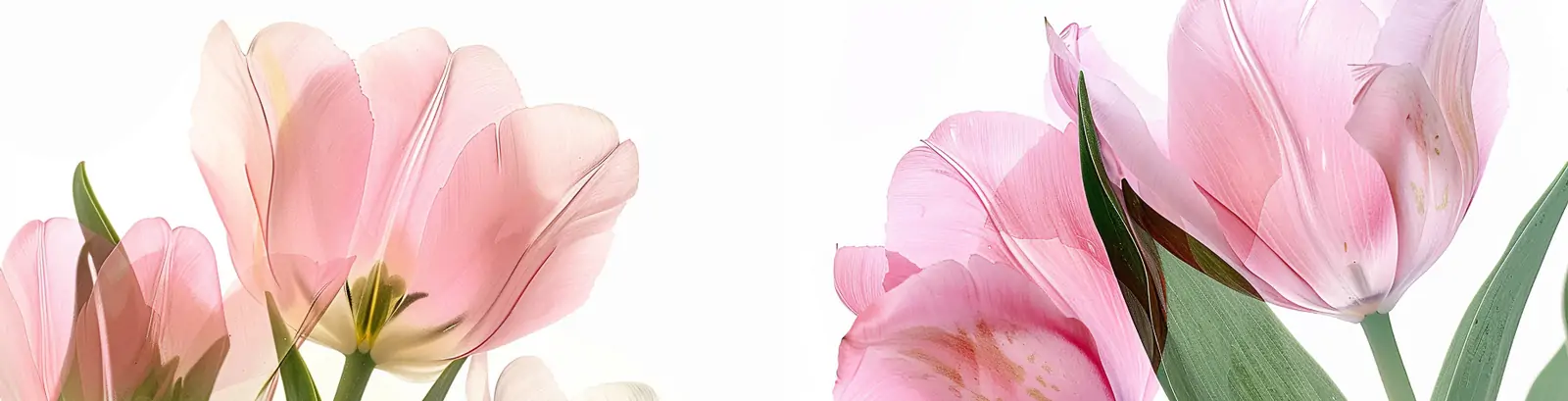 手绘粉色鲜花植物郁金香透明花瓣树叶特写插图绘画海报midjourney关键词咒语