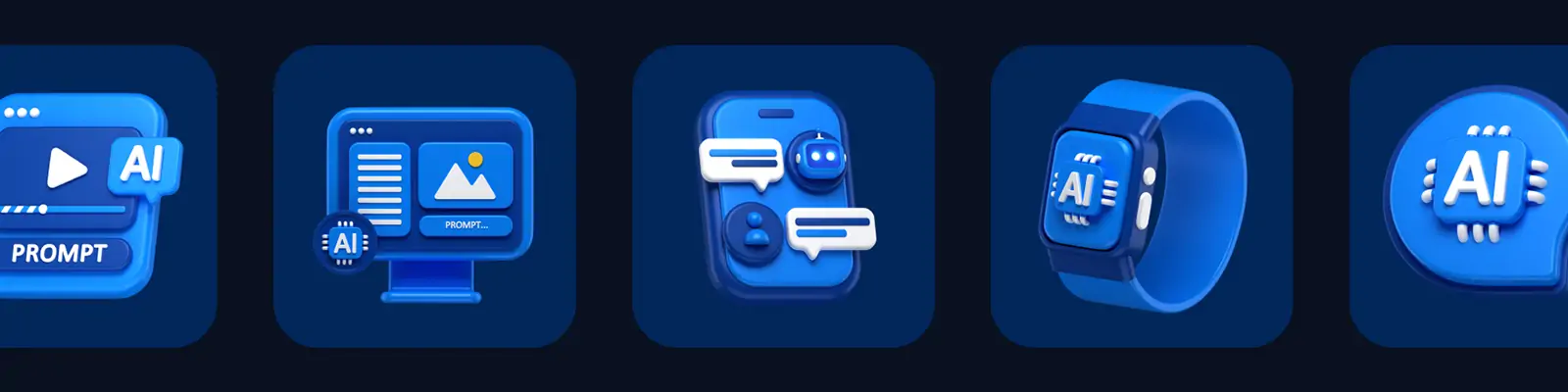 3D立体未来科技AI人工智能图标插图blender设计素材模型