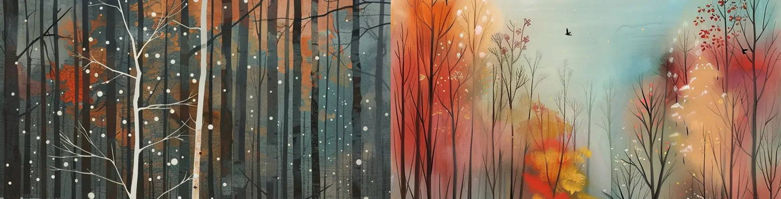 极简主义手绘冬季森林动物小兔子场景插图海报midjourney关键词咒语