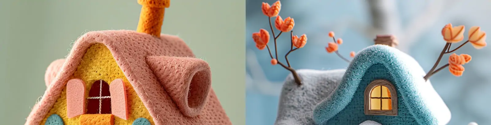 3D立体可爱毛毡世界建筑小房子手工艺品摄影海报midjourney关键词咒语