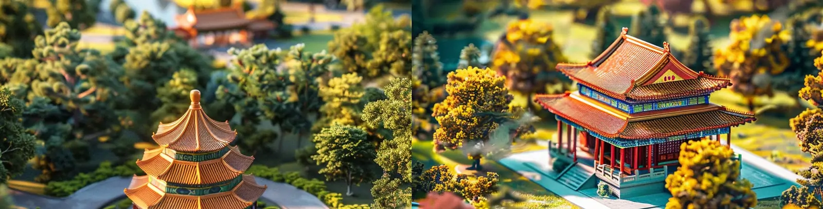 超可爱微观粘土世界北京天坛公园建筑景观等距鸟瞰图模型midjourney关键词咒语