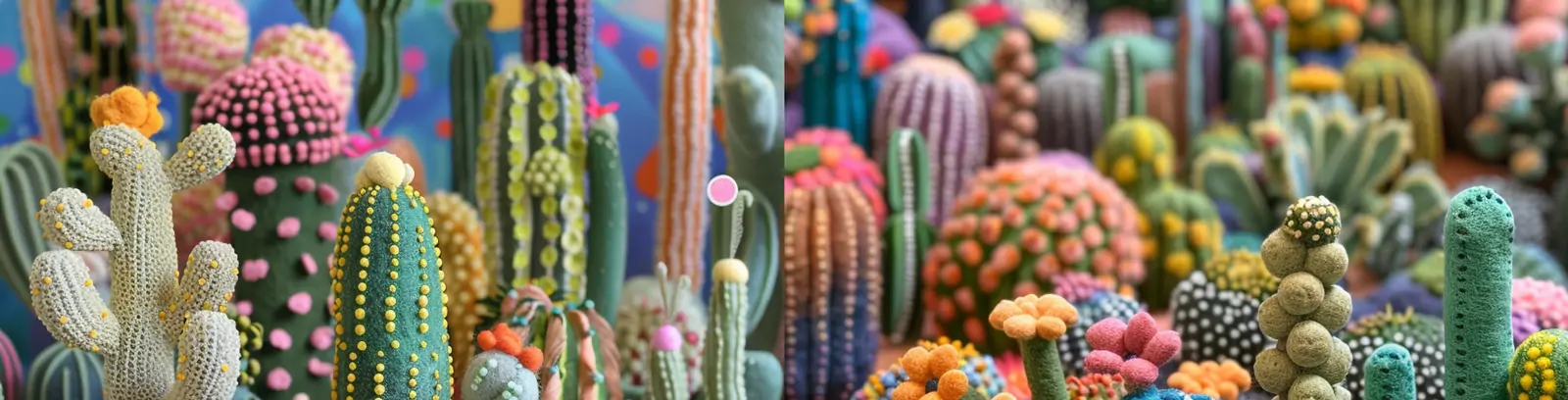 创意草间弥生毛毡织物仙人掌森林艺术手工艺品雕塑模型midjourney关键词咒语