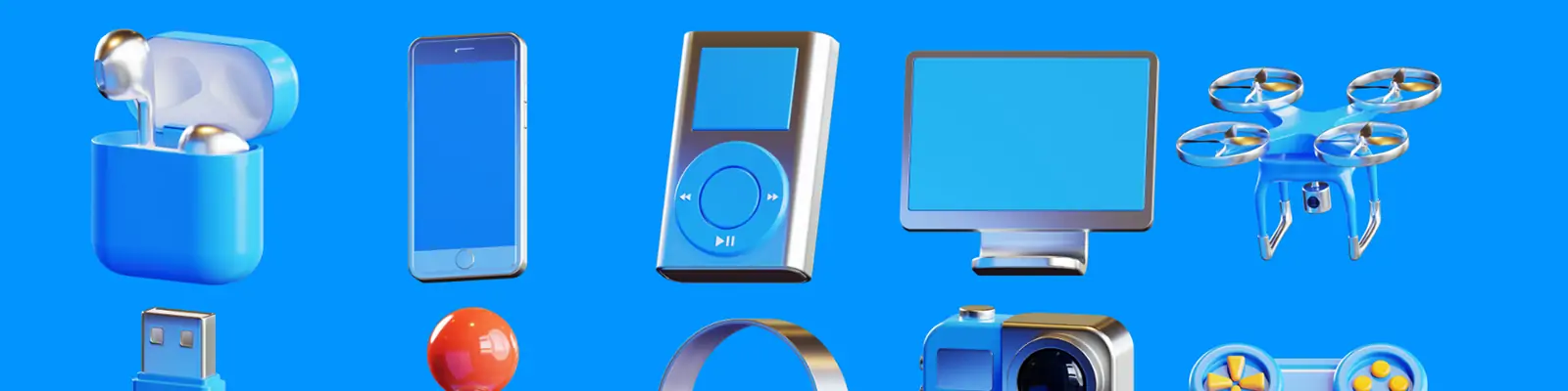 3D立体小工具耳机无人机obj图标插图blender设计素材模型