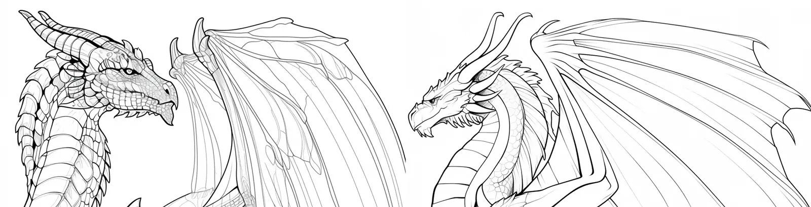 手绘逼真立体动物龙黑白线稿艺术矢量插图绘画海报midjourney关键词咒语