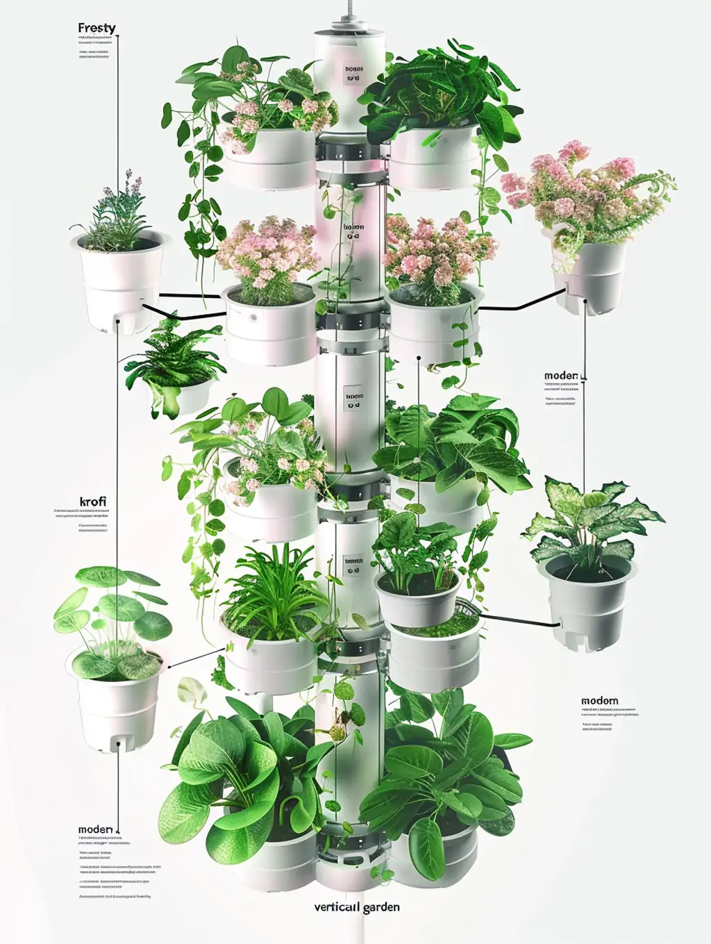 未来主义现代垂直花园植物蔬菜种植系统海报midjourney关键词咒语 - Ai宇宙吧--Ai宇宙吧-