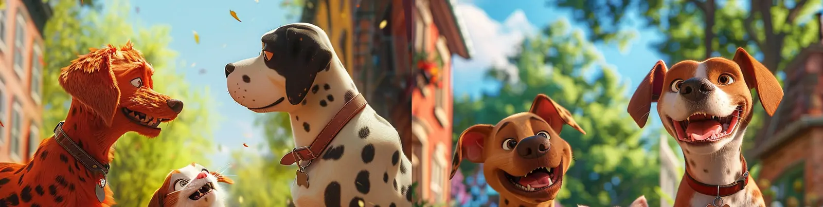 3D立体卡通经典迪士尼皮克斯动物狗狗形象动画场景插图海报midjourney关键词咒语