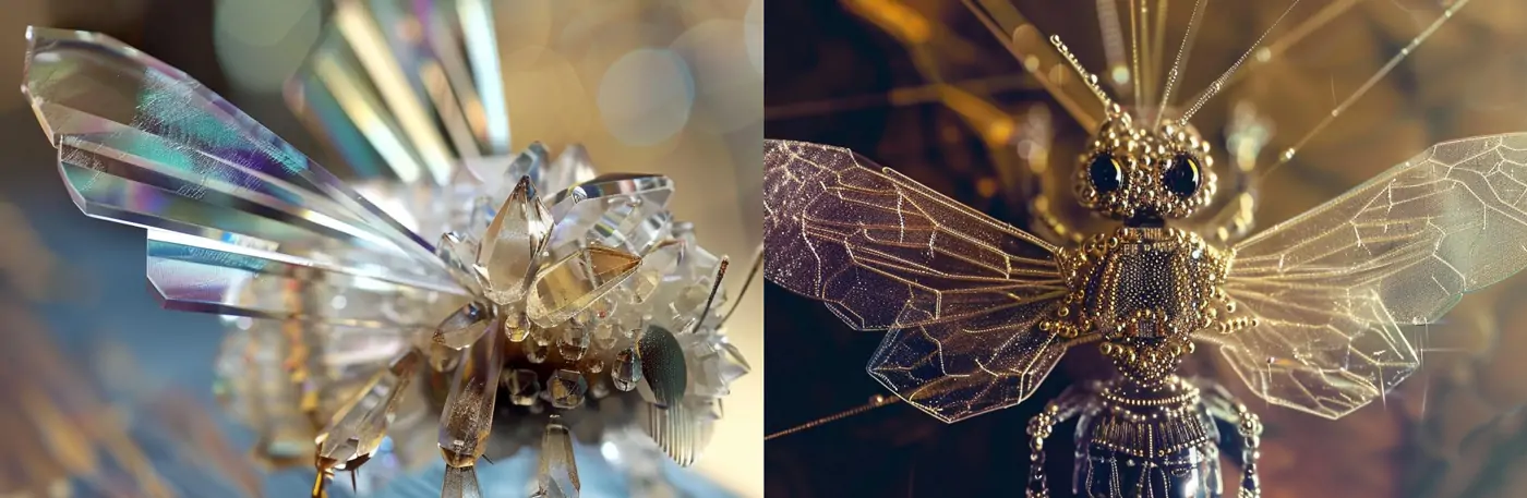 透明玻璃水晶昆虫蜜蜂模型midjourney关键词提示词咒语