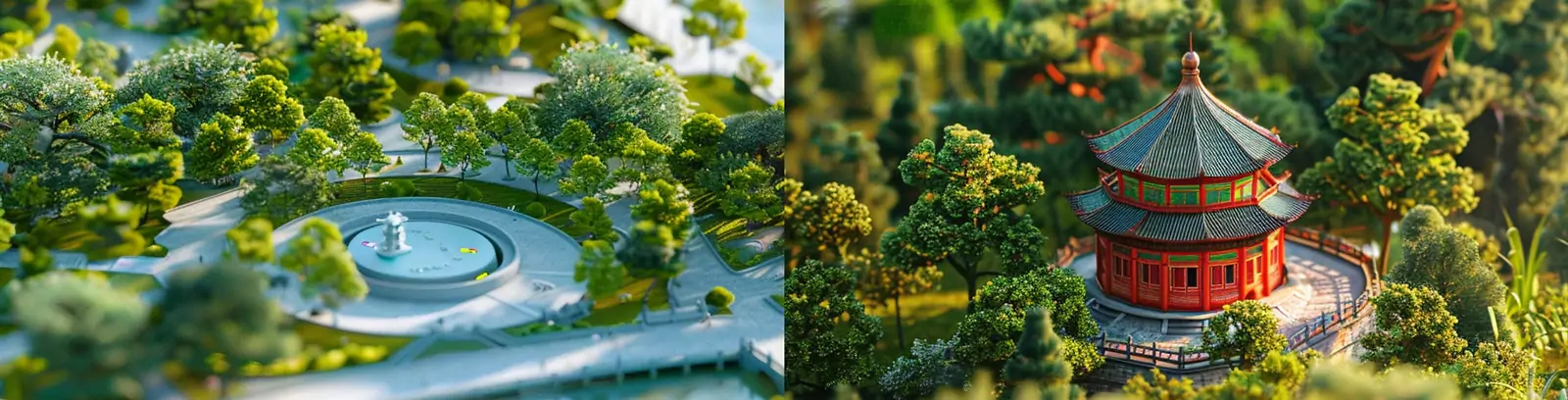 超可爱微观粘土世界北京天坛公园建筑景观等距鸟瞰图模型midjourney关键词咒语