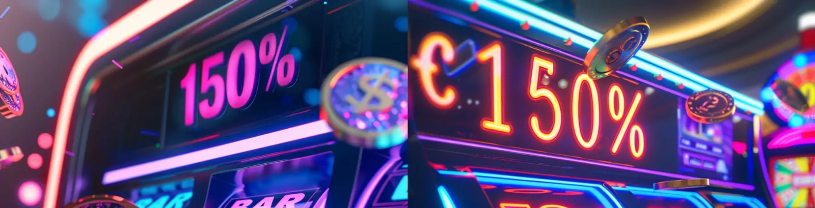 彩色渐变霓虹灯3D渲染游戏厅老虎机卷轴场景摄影海报midjourney关键词咒语