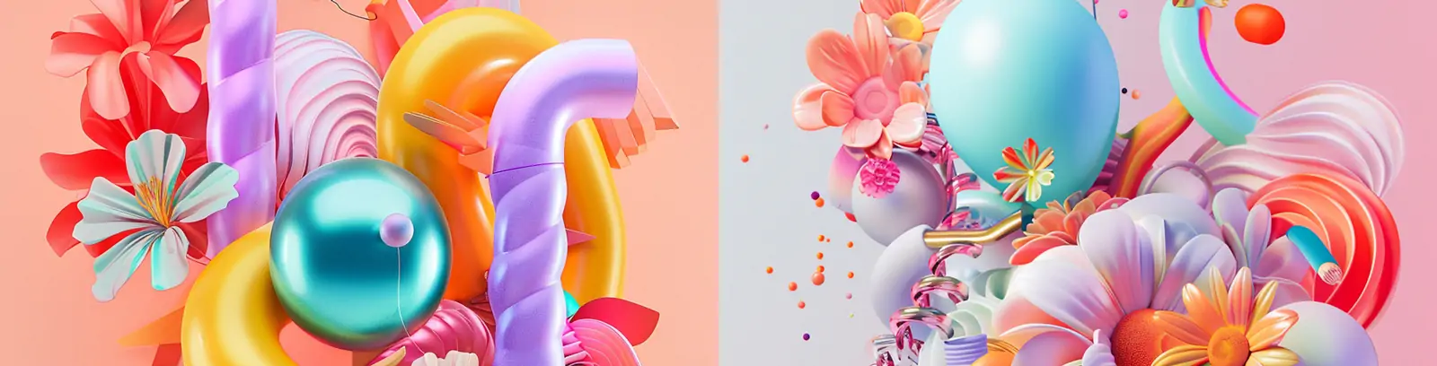 创意3D立体抽象花朵鲜花旋涡气球形状艺术海报midjourney关键词咒语