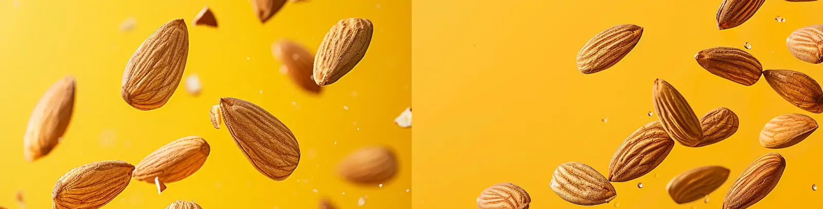 创意黄色杏仁巴旦木干果悬浮产品广告摄影海报midjourney关键词咒语