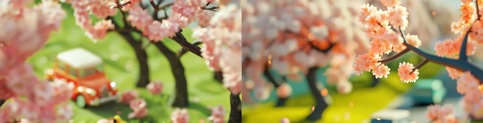 浪漫春天粉色樱花郊游野餐动画场景插图海报midjourney关键词咒语