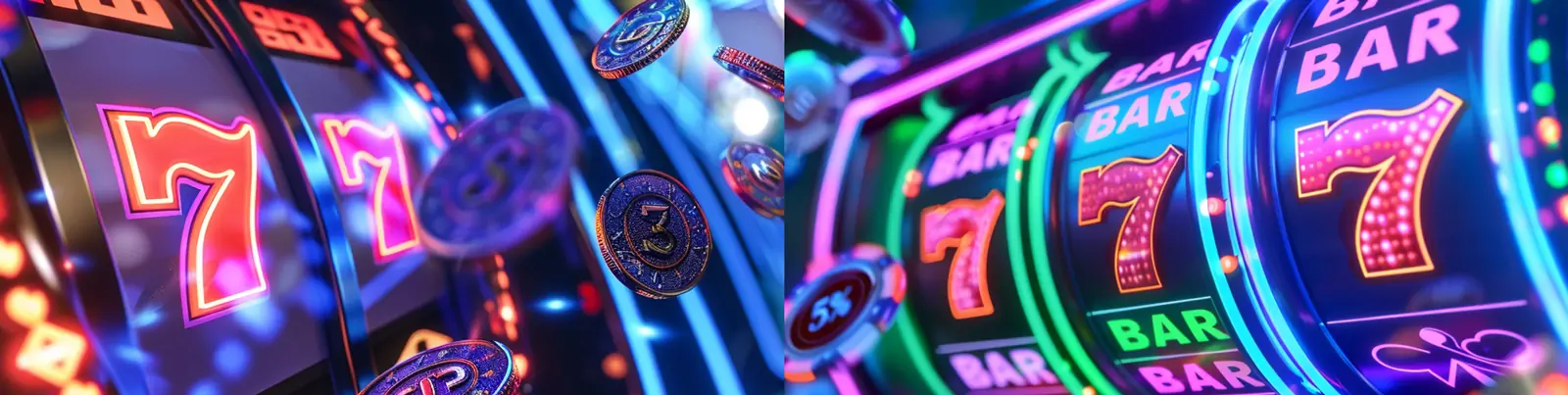 彩色渐变霓虹灯3D渲染游戏厅老虎机卷轴场景摄影海报midjourney关键词咒语