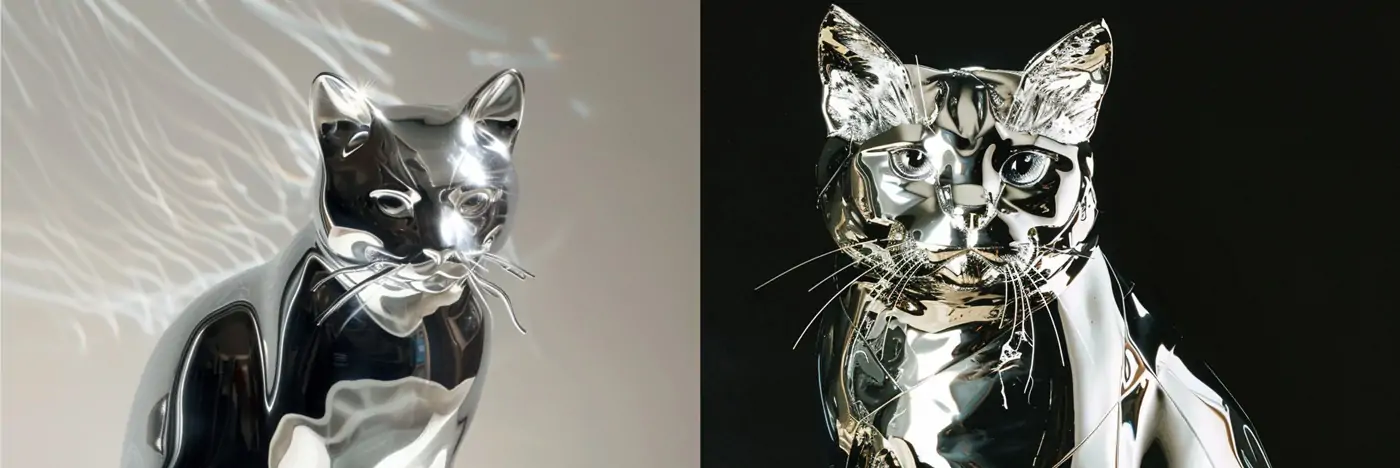 金属不锈钢动物猫艺术品摆件Midjourney关键词提示词咒语