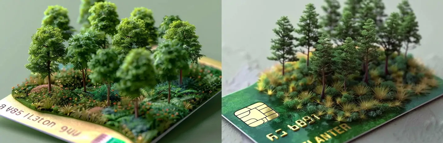 立体树林等距银行卡片创意海报Midjourney关键词提示词咒语