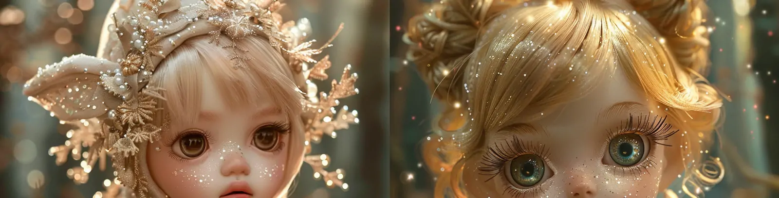 动漫卡通可爱闪闪发光洋娃娃公主金发女孩插图海报midjourney关键词咒语