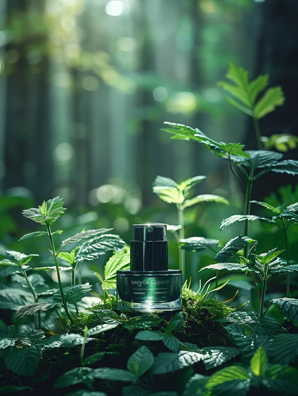 天然绿色有机植物化妆品护肤品产品拍摄场景海报背景midjourney关键词咒语 - Ai宇宙吧--Ai宇宙吧-
