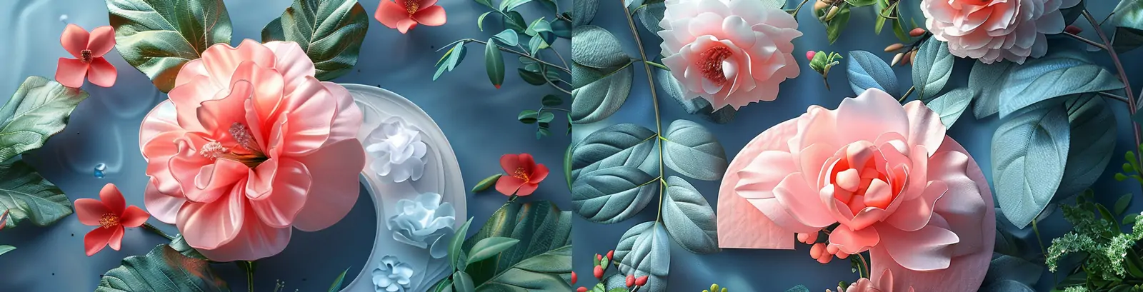 3D立体绿色春天鲜花植物3月数字3灯牌梦幻场景合成海报midjourney关键词咒语