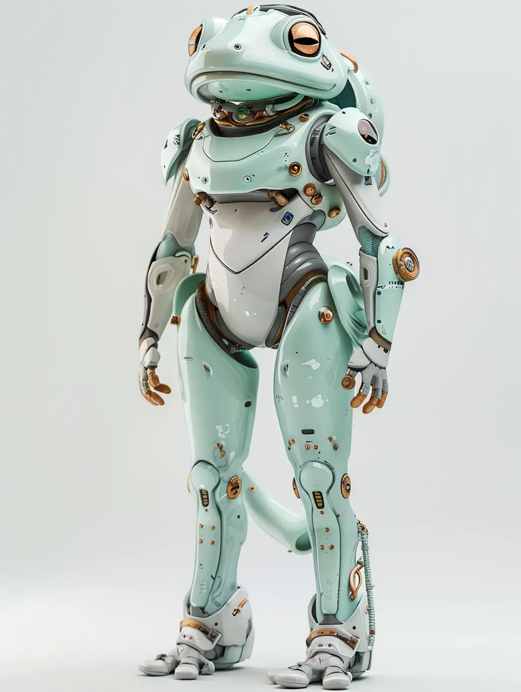 未来主义可爱金属青蛙公主航空航天头盔机械玩具雕塑模型midjourney关键词咒语 - Ai宇宙吧--Ai宇宙吧-