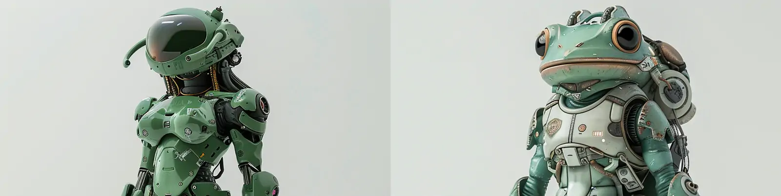 未来主义可爱金属青蛙公主航空航天头盔机械玩具雕塑模型midjourney关键词咒语