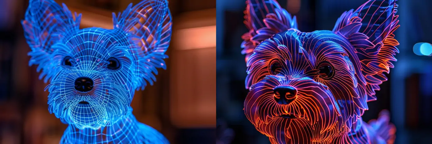 发光线条夜光狗狗创意动物形象Midjourney关键词提示词咒语