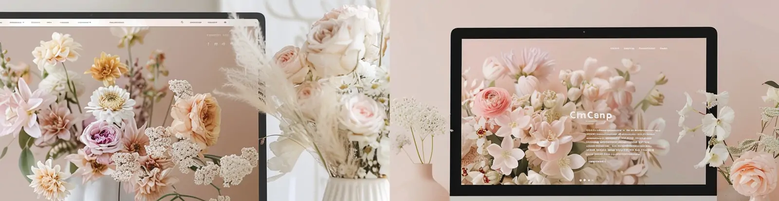 极简主义优雅梦幻粉彩花店UI设计登录页面海报midjourney关键词咒语