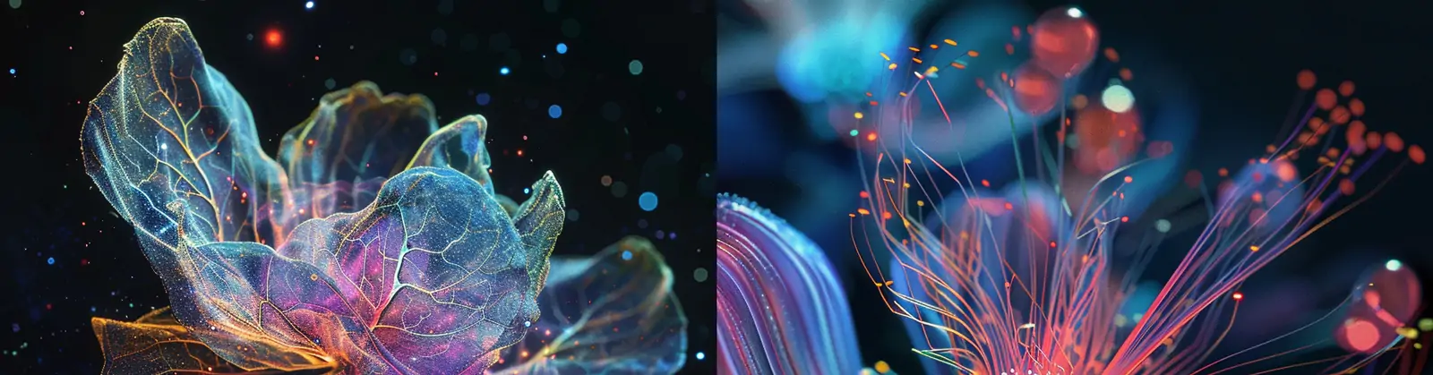 未来主义科幻有机星球半透明彩色鲜花高清摄影海报midjourney关键词咒语