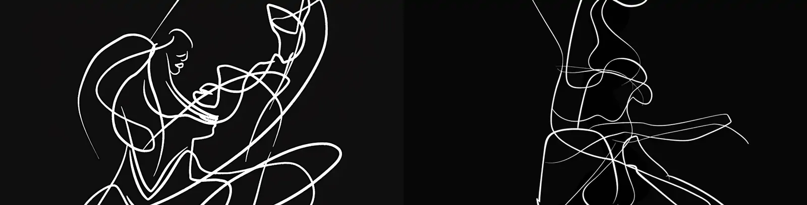 手绘极简主义抽象艺术舞者拉丁舞线条艺术插图绘画midjourney关键词咒语