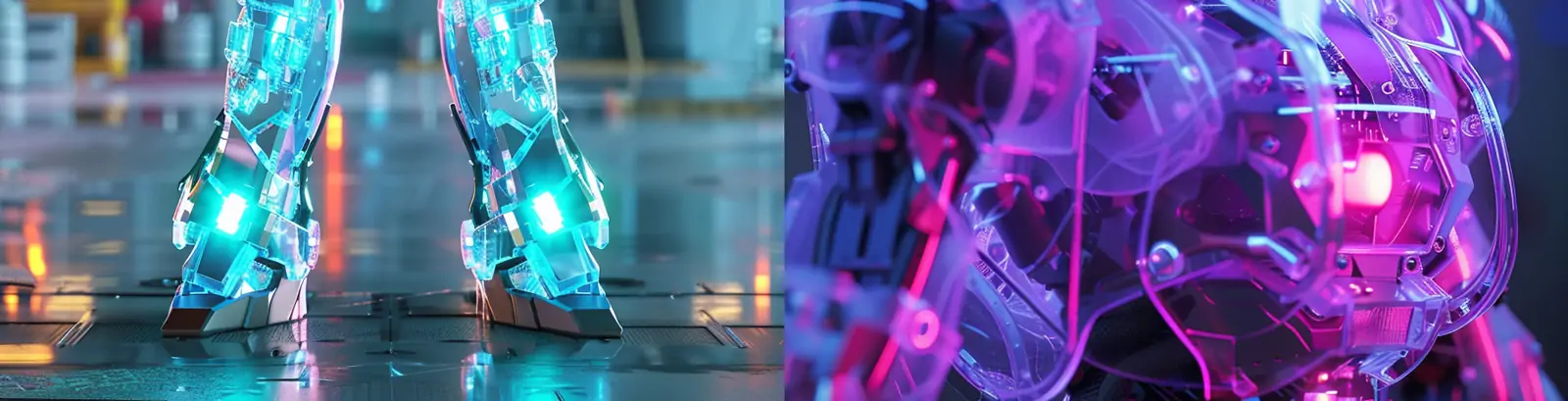 未来主义科幻半透明机甲机器人发光体机械模型摄影海报midjourney关键词咒语