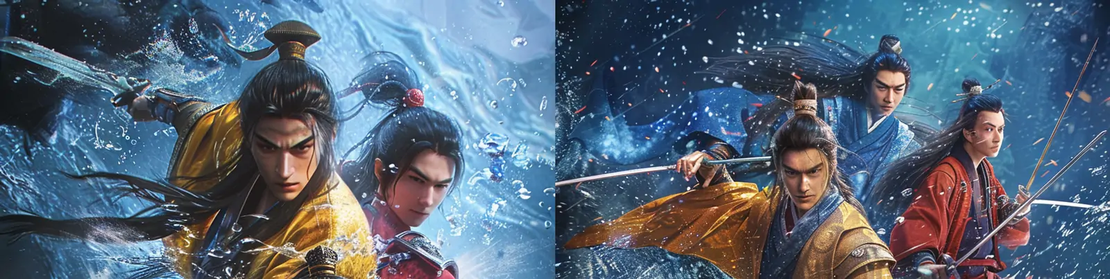 中国风武术动画游戏神秘剑客人物封面海报midjourney关键词咒语