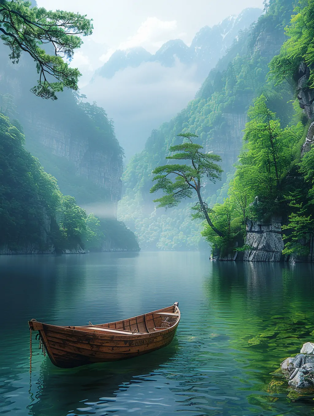 蓝色调中国自然山水河流旅游风景山地景色场景摄影海报midjourney关键词咒语 - Ai宇宙吧--Ai宇宙吧-