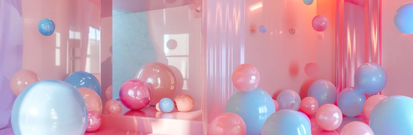 彩色圆球几何形象立体空间背景midjourney关键词提示词咒语