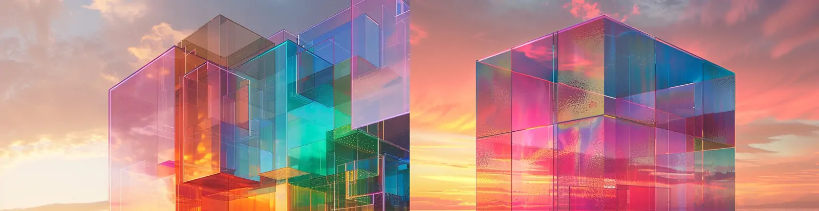 创意海边沙滩彩色透明玻璃建筑结构摄影海报midjourney关键词咒语