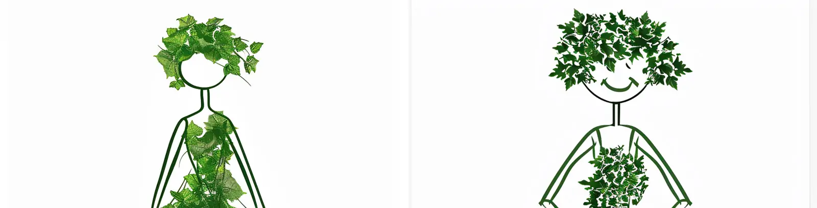 创意绿色常青藤植物女孩人物连衣裙造型插图海报midjourney关键词咒语